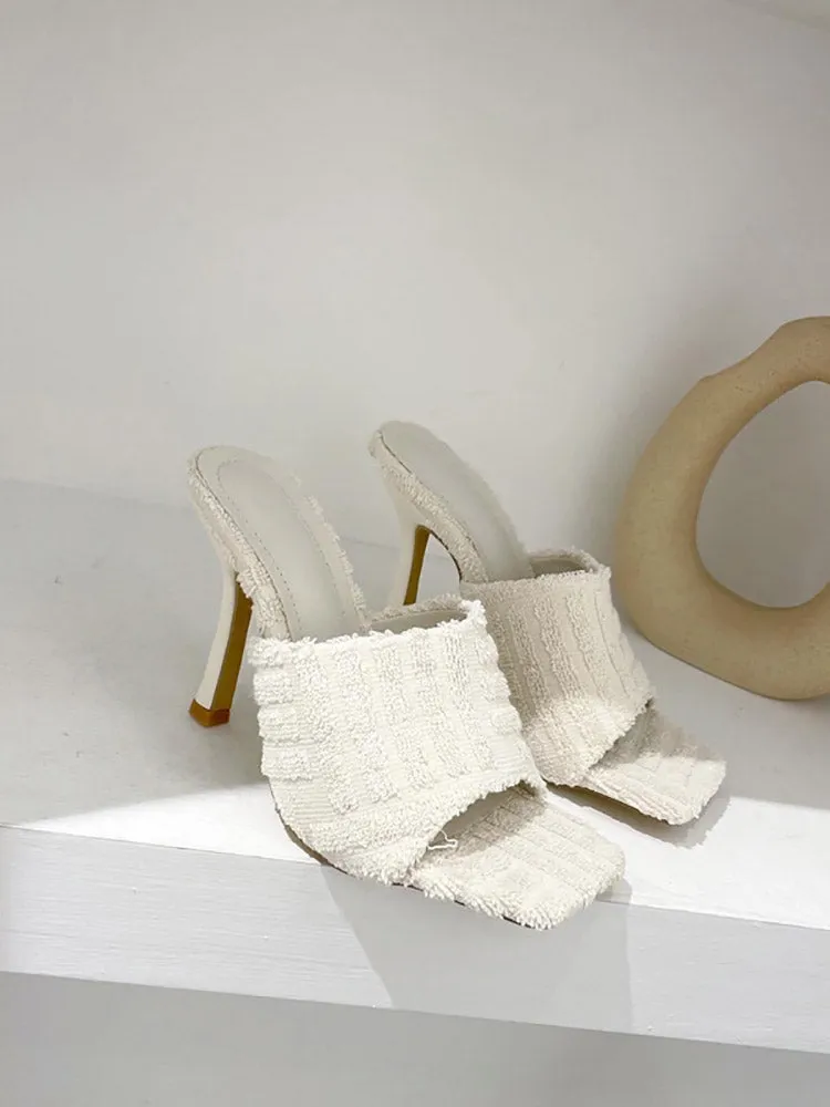 Amozae-Toweling Square Toe Heels