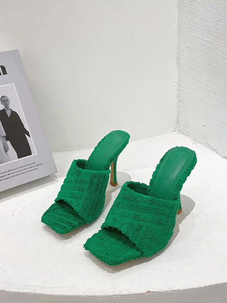 Amozae-Toweling Square Toe Heels