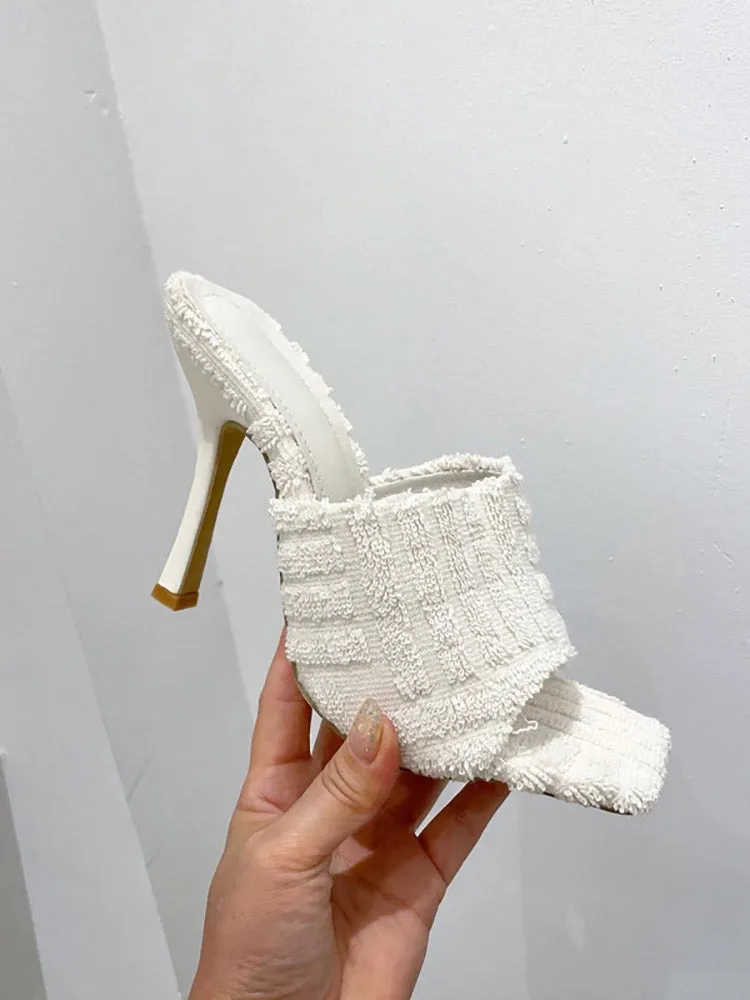 Amozae-Toweling Square Toe Heels