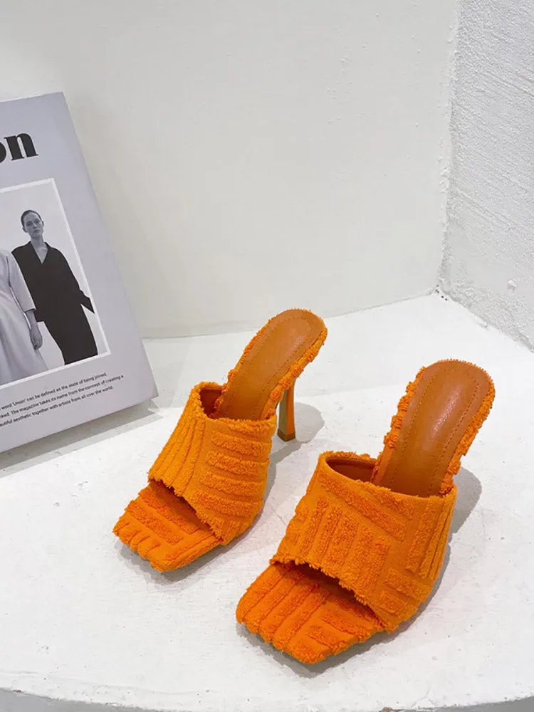 Amozae-Toweling Square Toe Heels