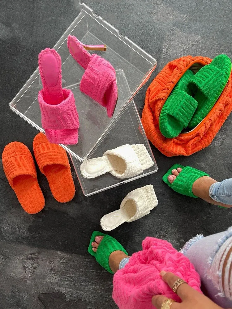 Amozae-Toweling Square Toe Heels