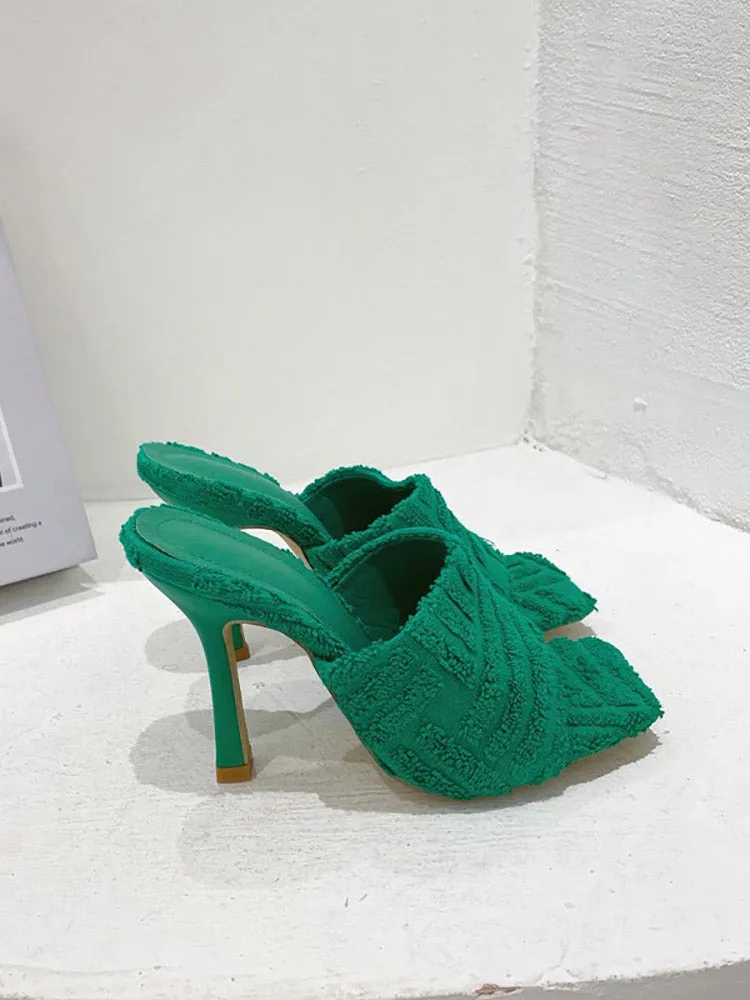 Amozae-Toweling Square Toe Heels