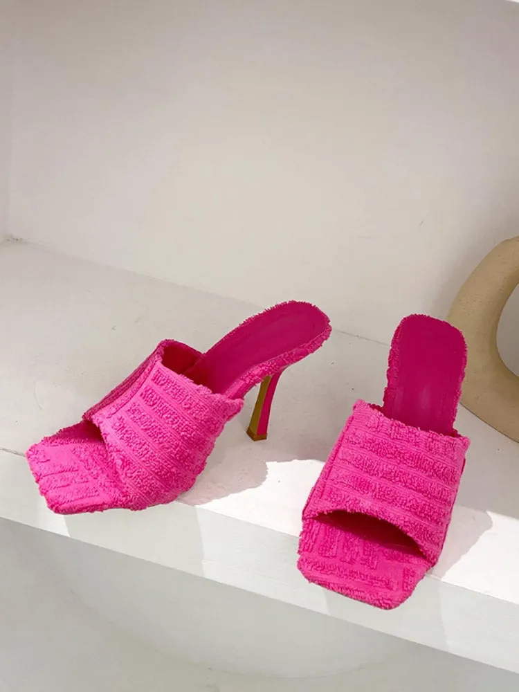Amozae-Toweling Square Toe Heels