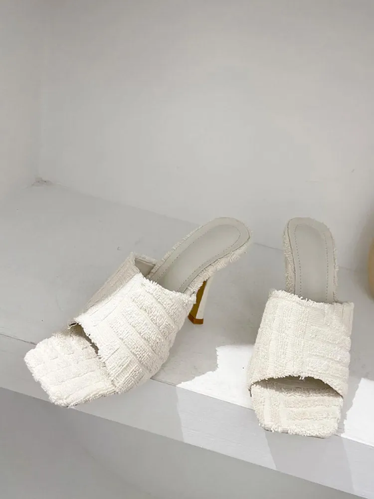 Amozae-Toweling Square Toe Heels