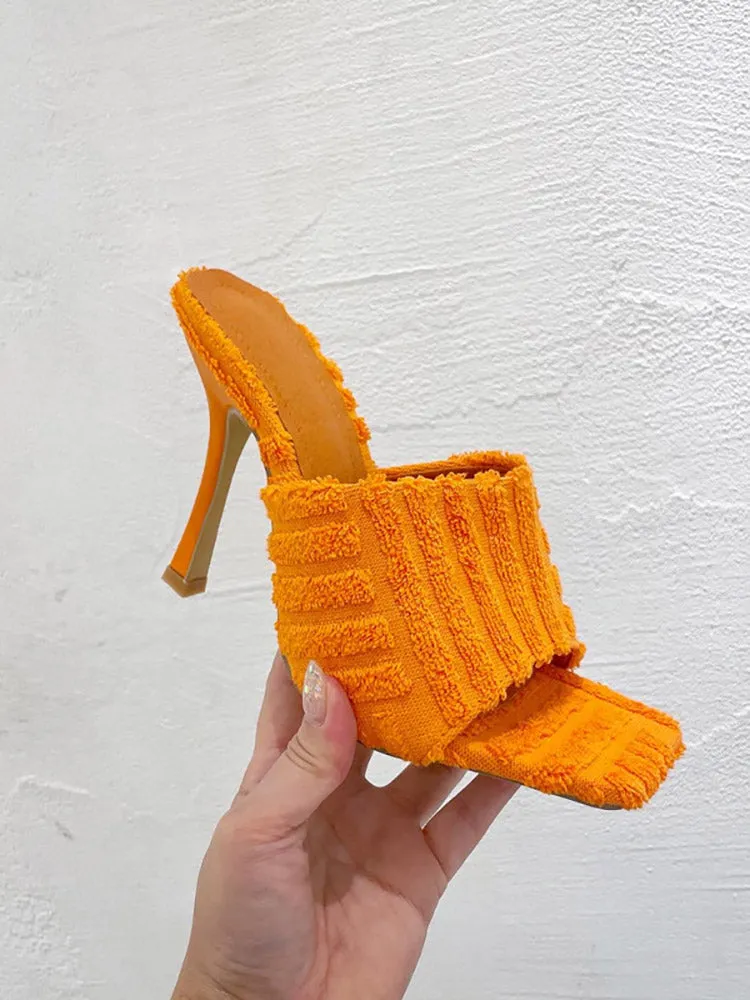 Amozae-Toweling Square Toe Heels