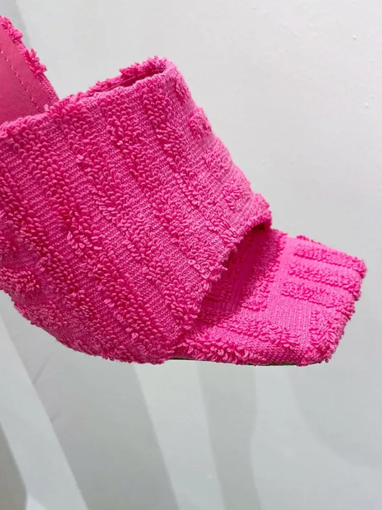 Amozae-Toweling Square Toe Heels