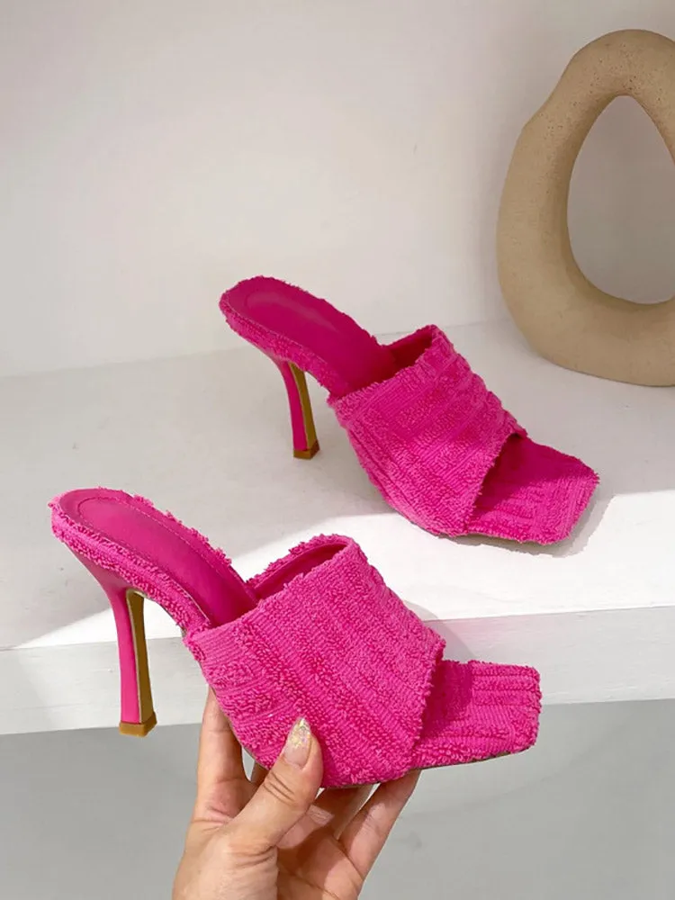 Amozae-Toweling Square Toe Heels