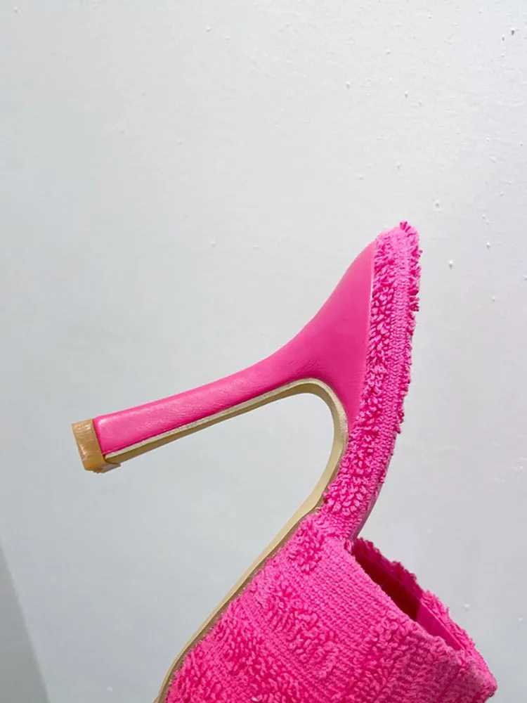 Amozae-Toweling Square Toe Heels