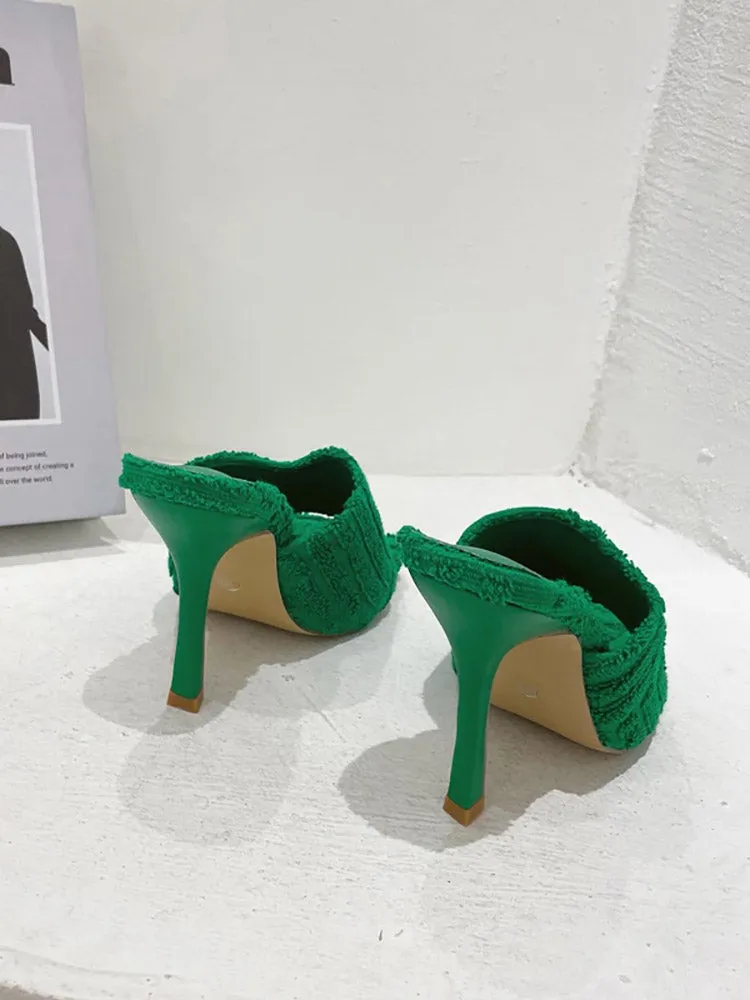 Amozae-Toweling Square Toe Heels