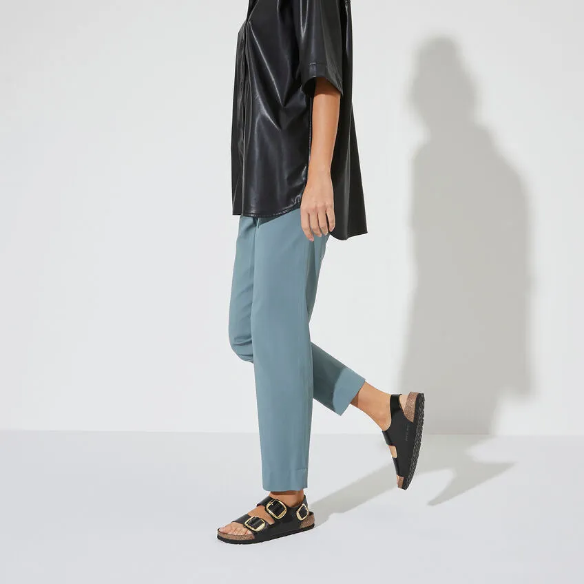 BIRKENSTOCK Milano Big Buckle High Shine Black Leather Patent Slides