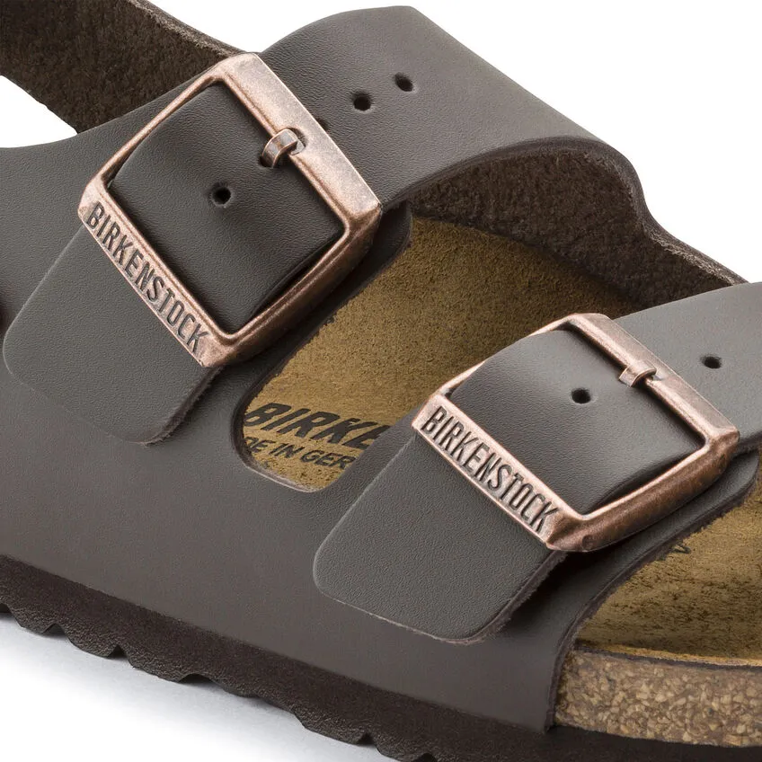 Birkenstock Unisex Milano Natural Leather Regular Fit Sandals Dark Brown