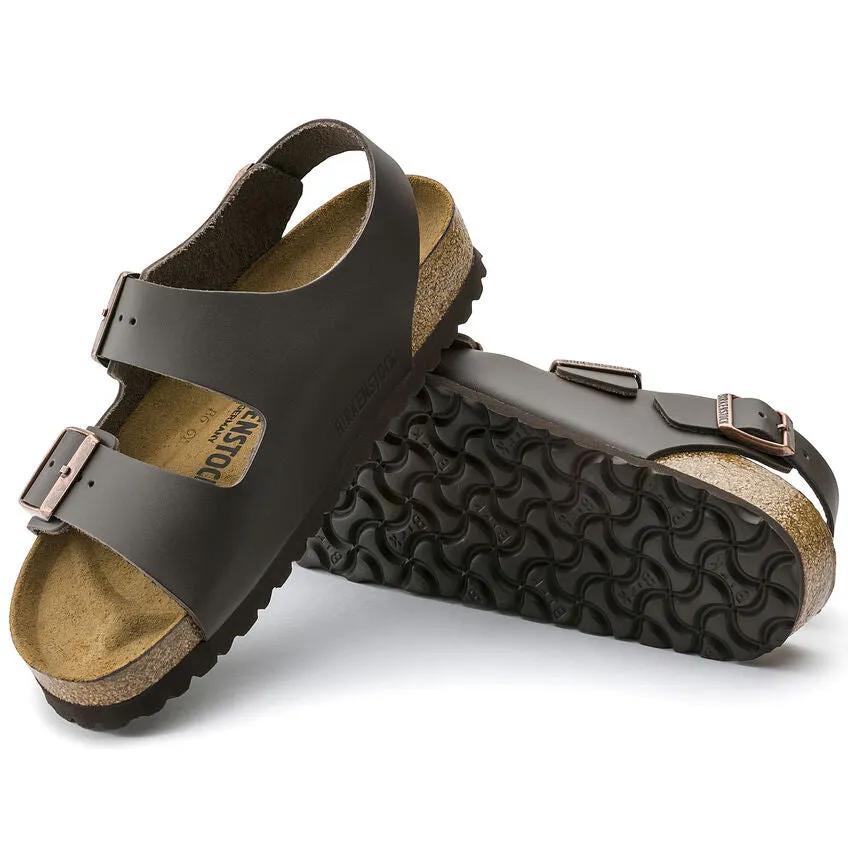 Birkenstock Unisex Milano Natural Leather Regular Fit Sandals Dark Brown