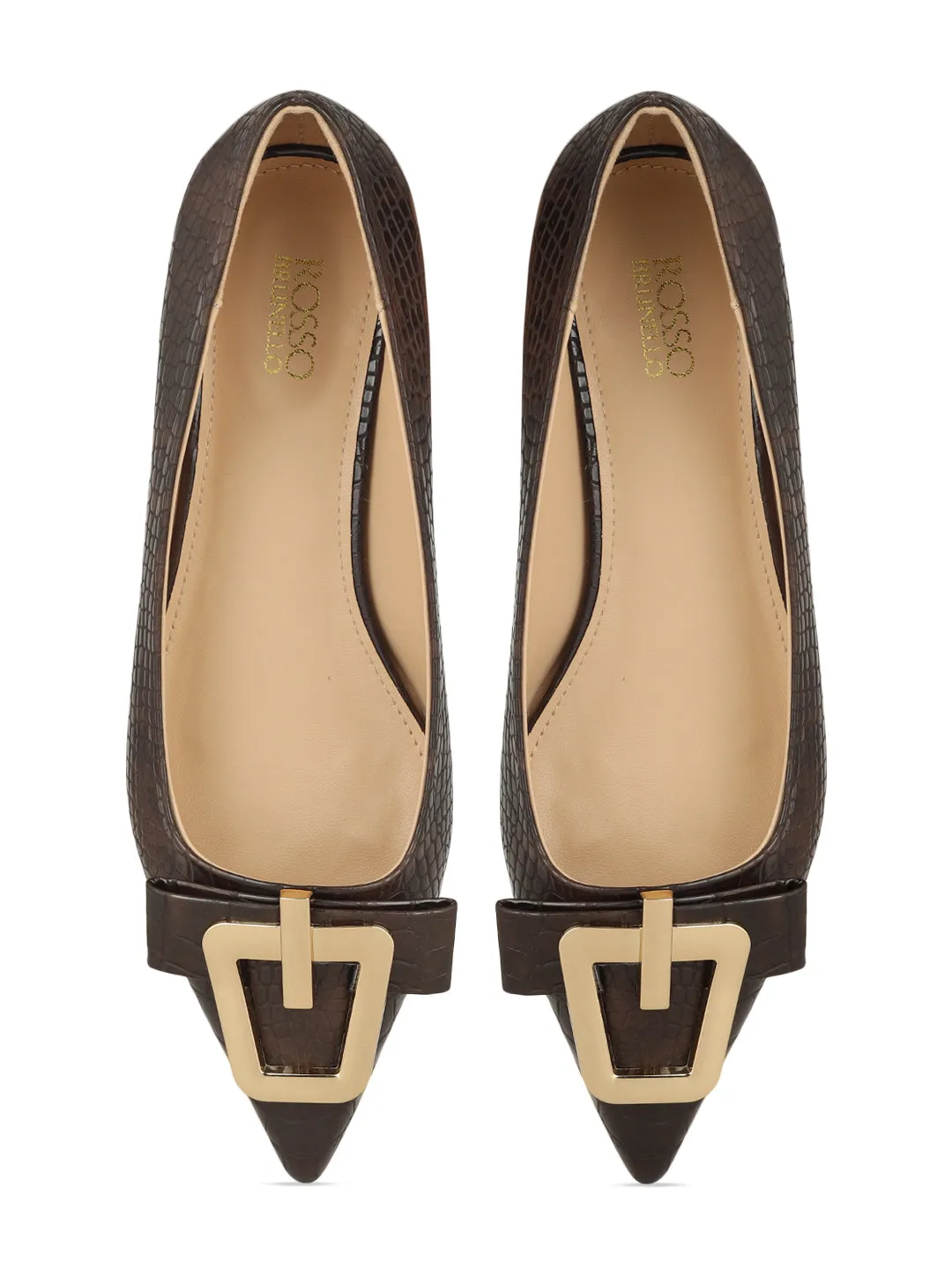 Coffee Croco Textured Block Heels