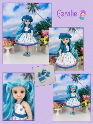 Coralie - custom mermaid theme Ruby Red Fashion Friend doll & wardrobe