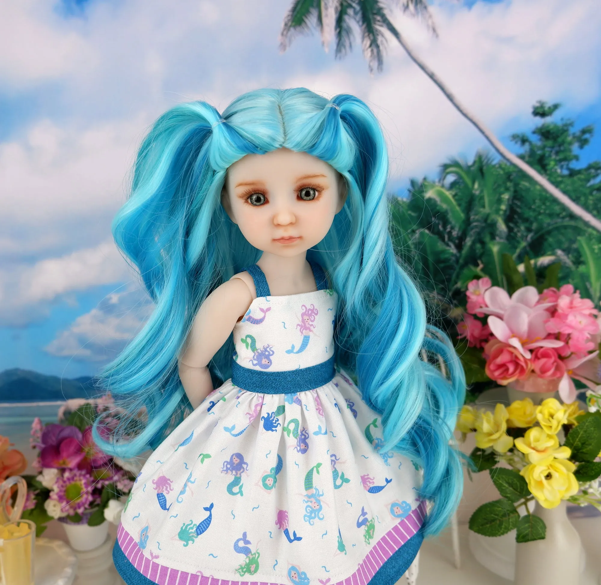 Coralie - custom mermaid theme Ruby Red Fashion Friend doll & wardrobe