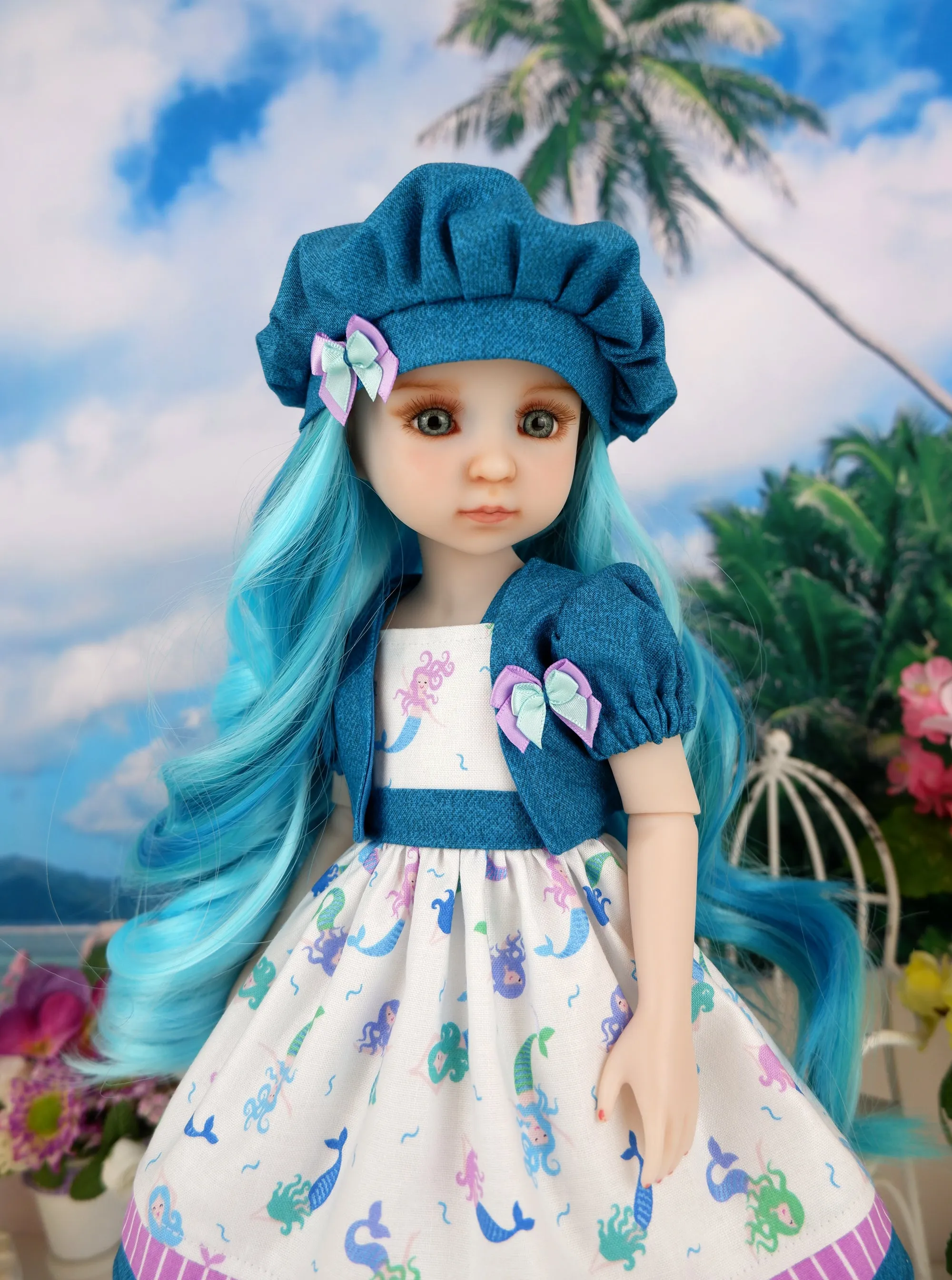 Coralie - custom mermaid theme Ruby Red Fashion Friend doll & wardrobe