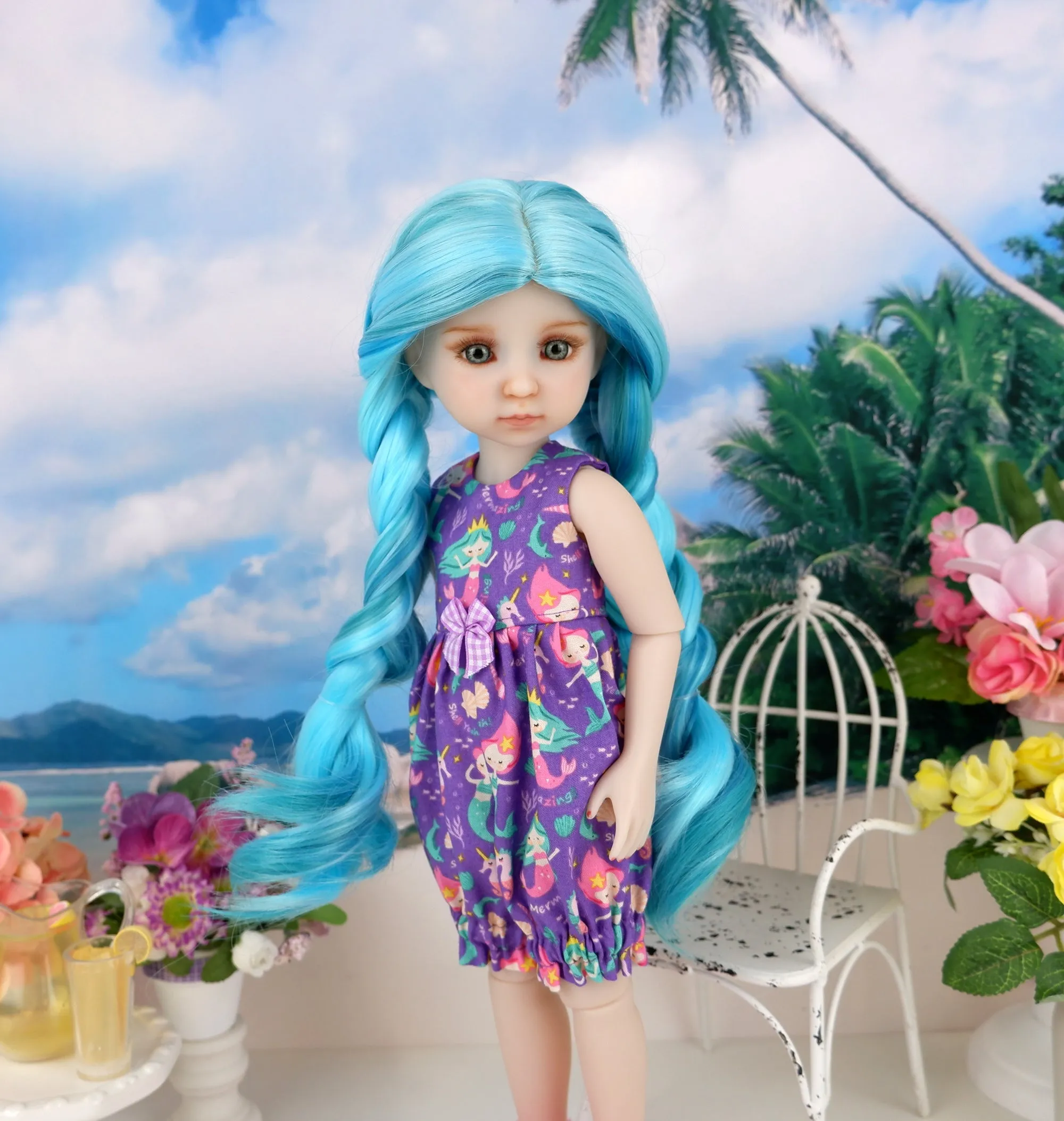 Coralie - custom mermaid theme Ruby Red Fashion Friend doll & wardrobe