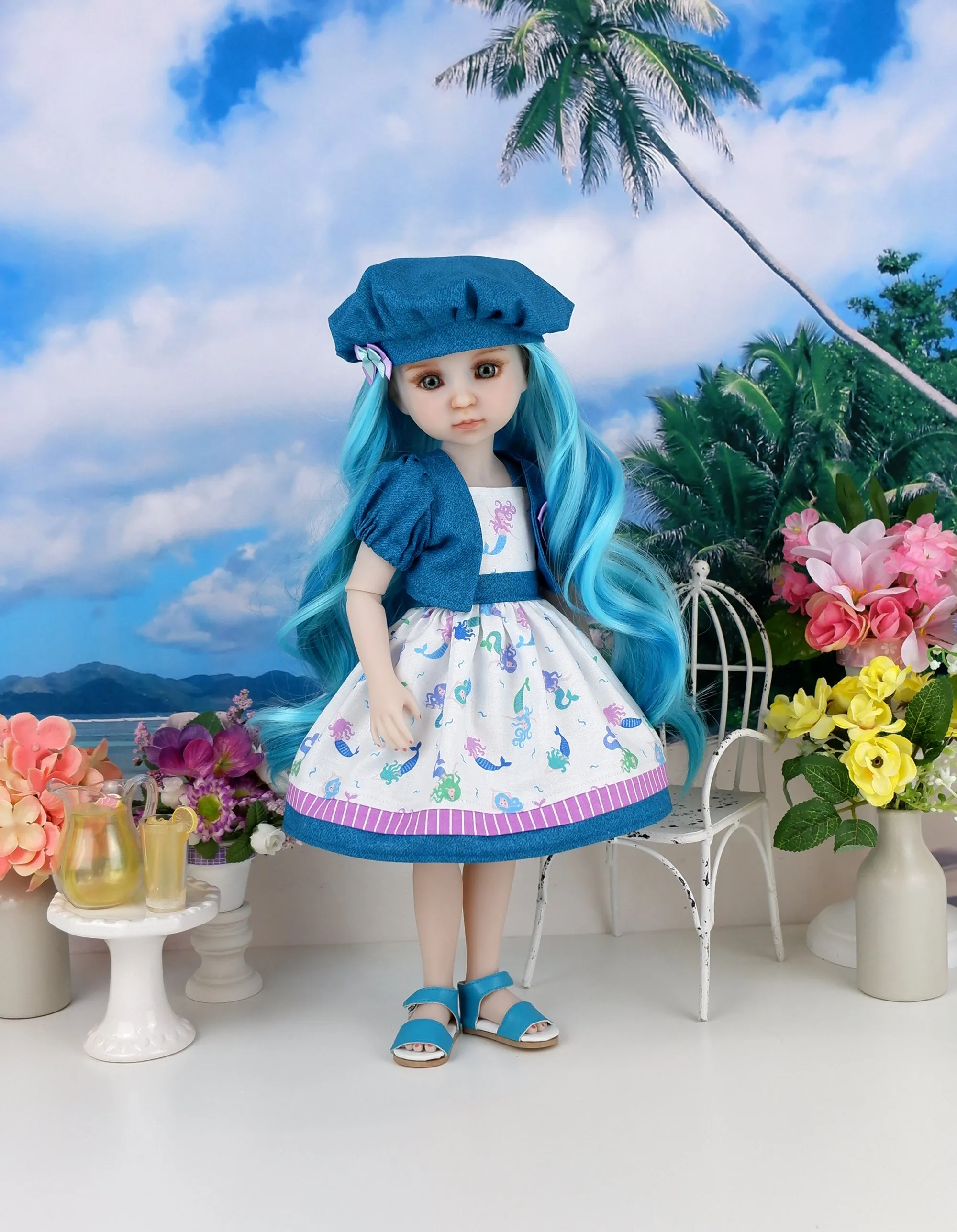 Coralie - custom mermaid theme Ruby Red Fashion Friend doll & wardrobe