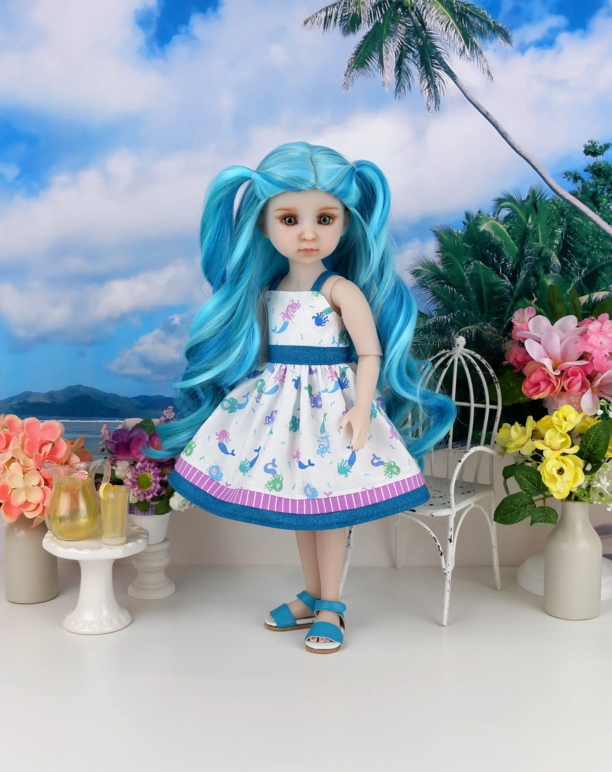 Coralie - custom mermaid theme Ruby Red Fashion Friend doll & wardrobe