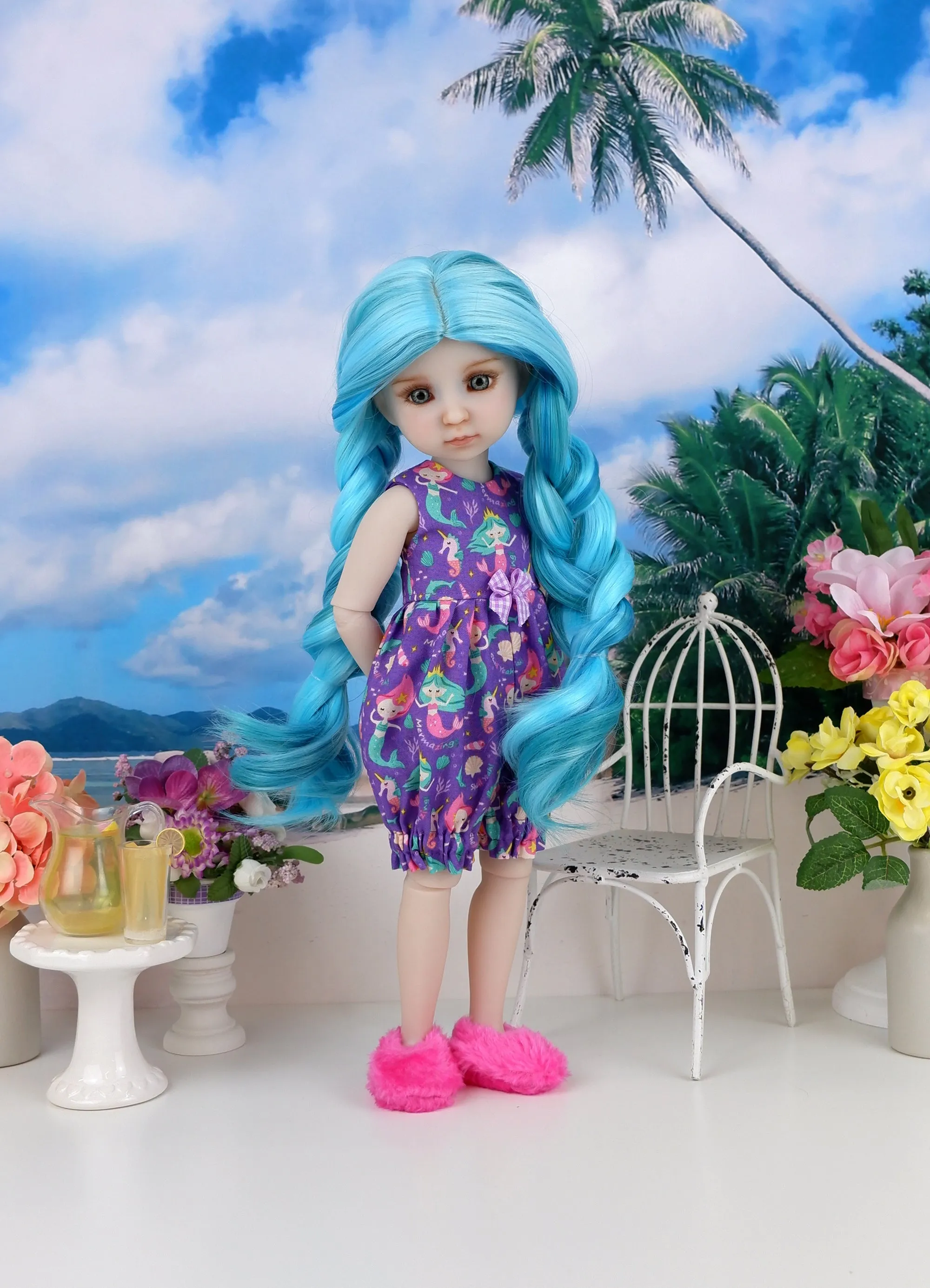 Coralie - custom mermaid theme Ruby Red Fashion Friend doll & wardrobe