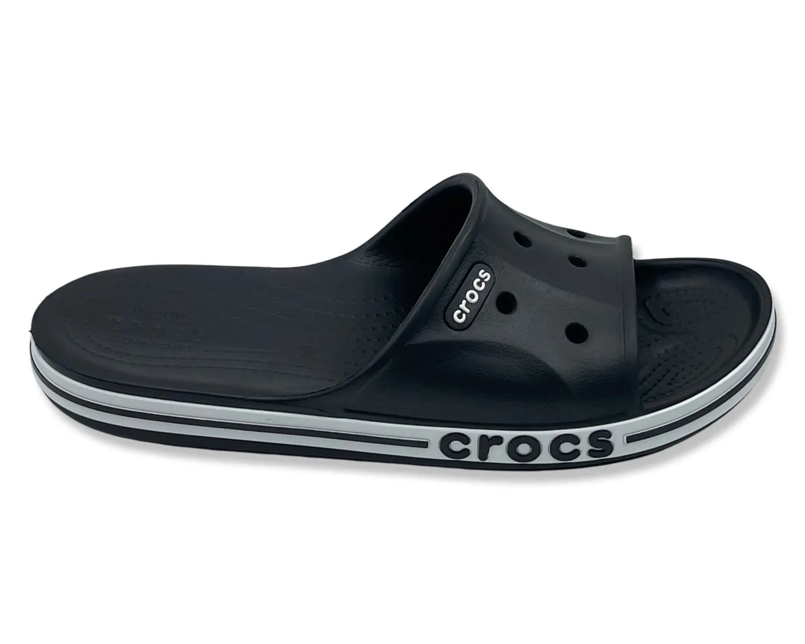 Crocs Bayaband Slide in Black and White For Men's