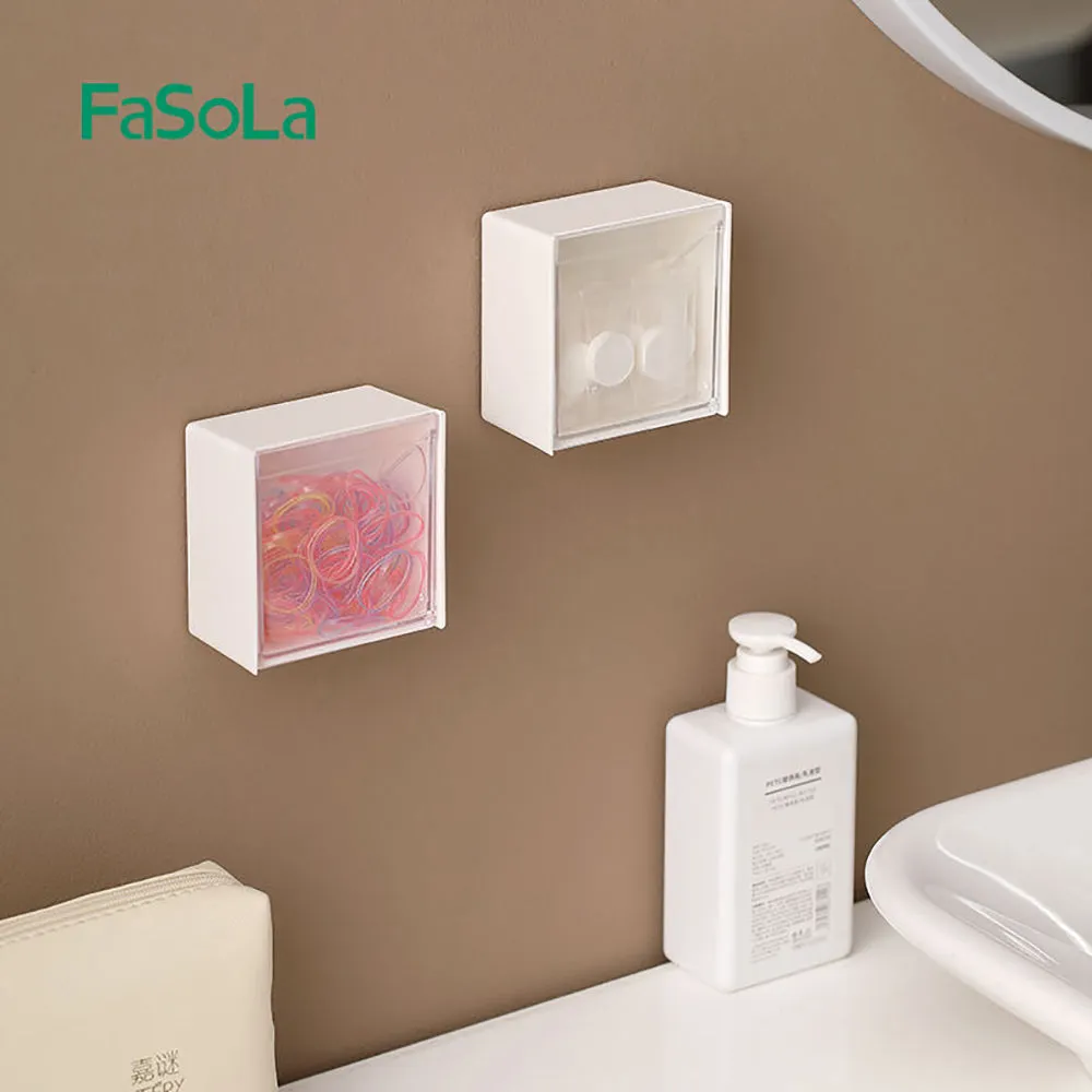 FaSoLa Wall-Mounted Flip-Top Storage Box - White, 8.5*4.5*8.5cm