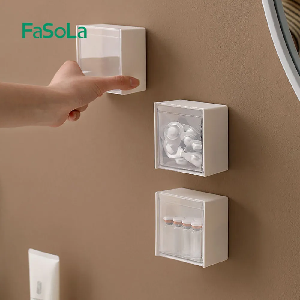 FaSoLa Wall-Mounted Flip-Top Storage Box - White, 8.5*4.5*8.5cm