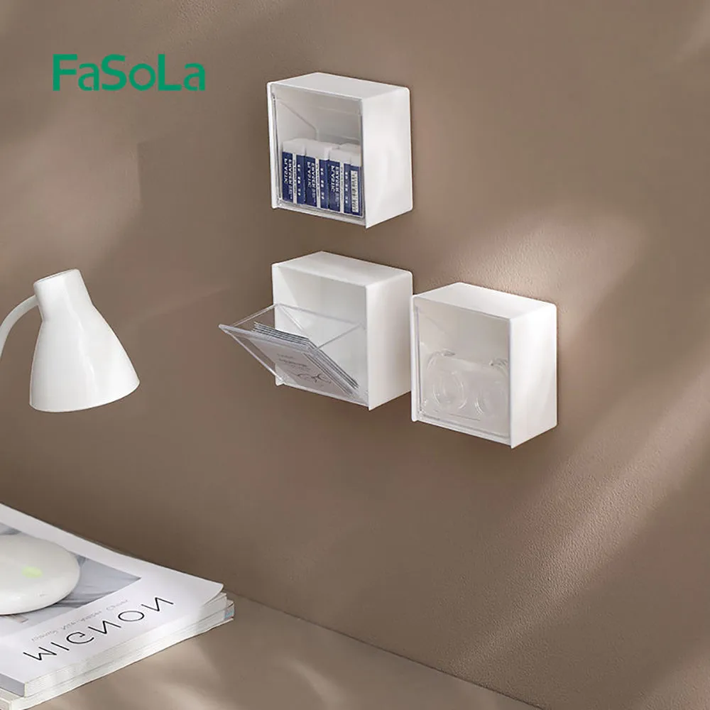 FaSoLa Wall-Mounted Flip-Top Storage Box - White, 8.5*4.5*8.5cm