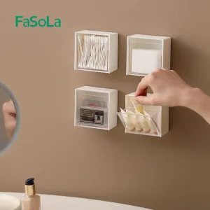 FaSoLa Wall-Mounted Flip-Top Storage Box - White, 8.5*4.5*8.5cm