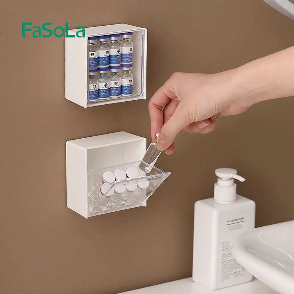 FaSoLa Wall-Mounted Flip-Top Storage Box - White, 8.5*4.5*8.5cm