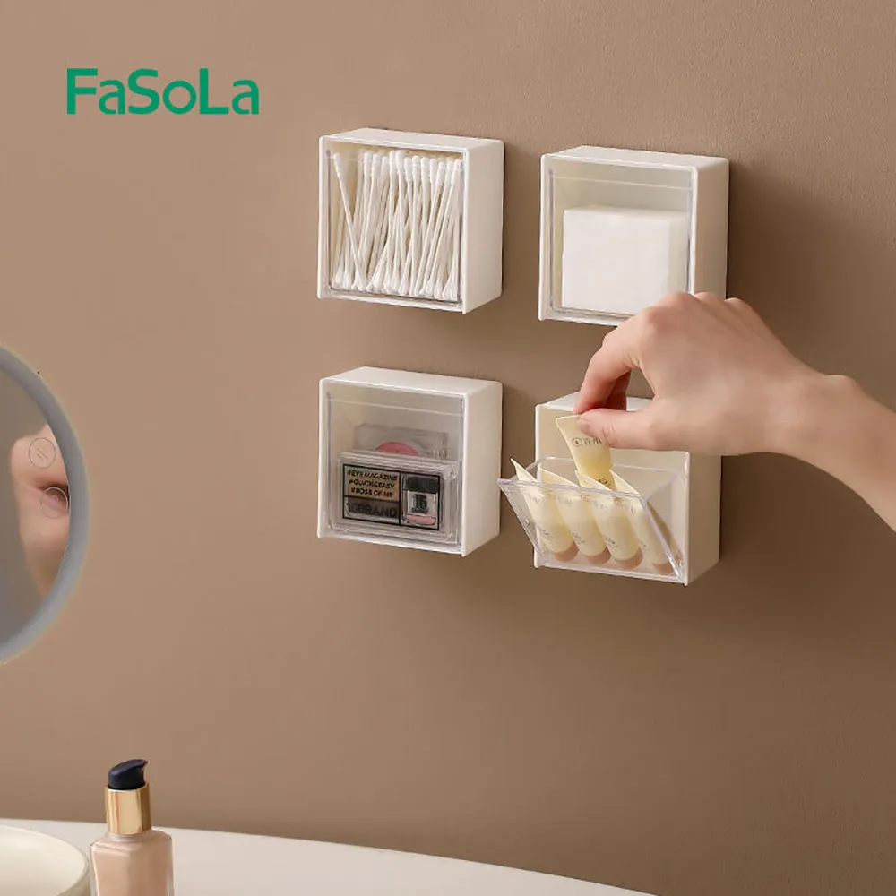 FaSoLa Wall-Mounted Flip-Top Storage Box - White, 8.5*4.5*8.5cm