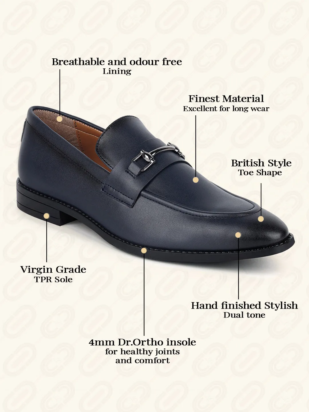 Federal Blue Shoes Slipon Style Comfortable Moccasins with Buckle