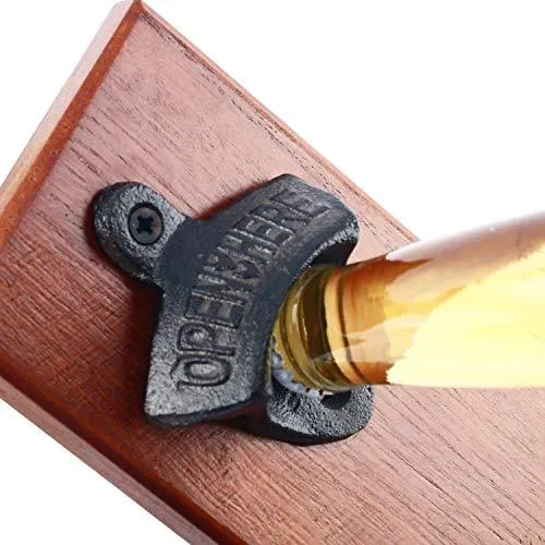 Homend 12pack Cast Iron Wall Mount Bottle Openers, Mounting Hardware Included, Vintage Rustic Bar(Wood Block is not Included)