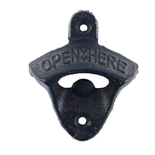 Homend 12pack Cast Iron Wall Mount Bottle Openers, Mounting Hardware Included, Vintage Rustic Bar(Wood Block is not Included)