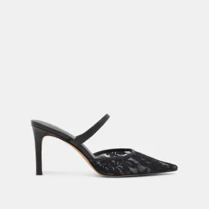 KATIK WIDE HEELS BLACK FLORAL LACE