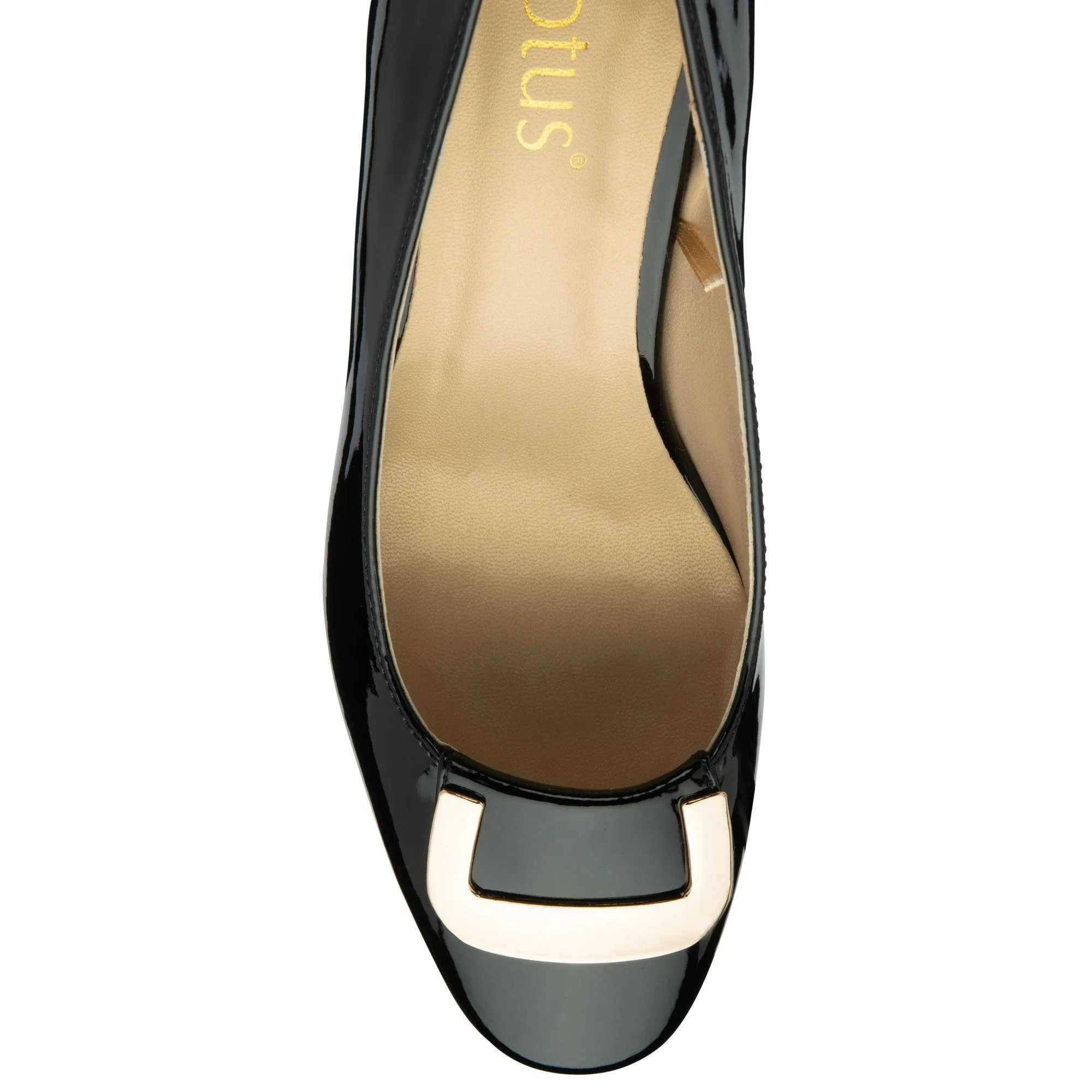 Lotus Aubrey Ladies Black Patent Slip On Heels