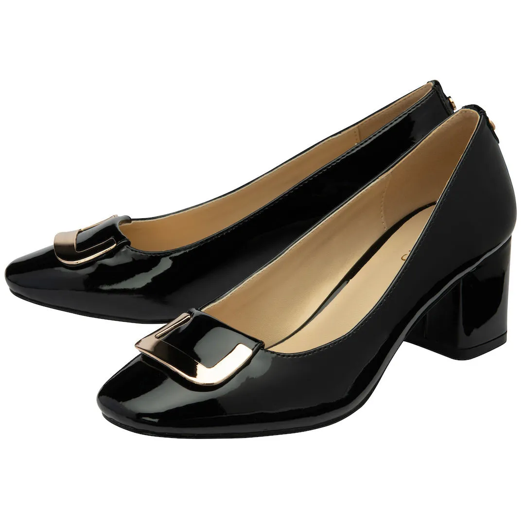 Lotus Aubrey Ladies Black Patent Slip On Heels