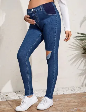 Maternity ripped detail skinny jeans