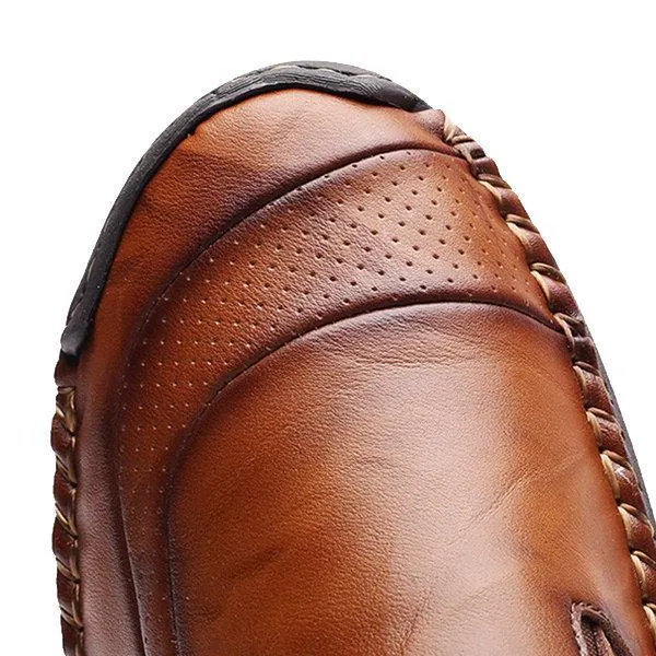 Mostelo™—Men Hand Stitching Zipper Slip-ons Leather Loafers