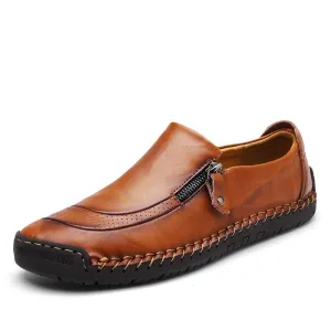 Mostelo™—Men Hand Stitching Zipper Slip-ons Leather Loafers