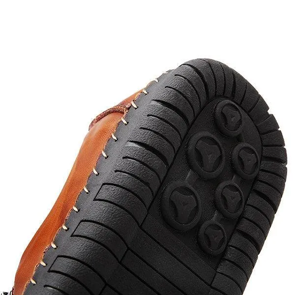 Mostelo™—Men Hand Stitching Zipper Slip-ons Leather Loafers