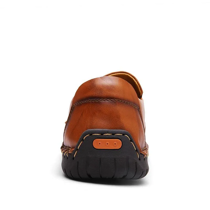 Mostelo™—Men Hand Stitching Zipper Slip-ons Leather Loafers