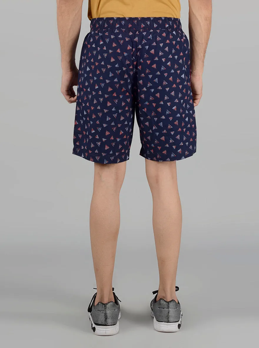 Navy Blue Printed Regular Fit Boxer Shorts | JadeBlue