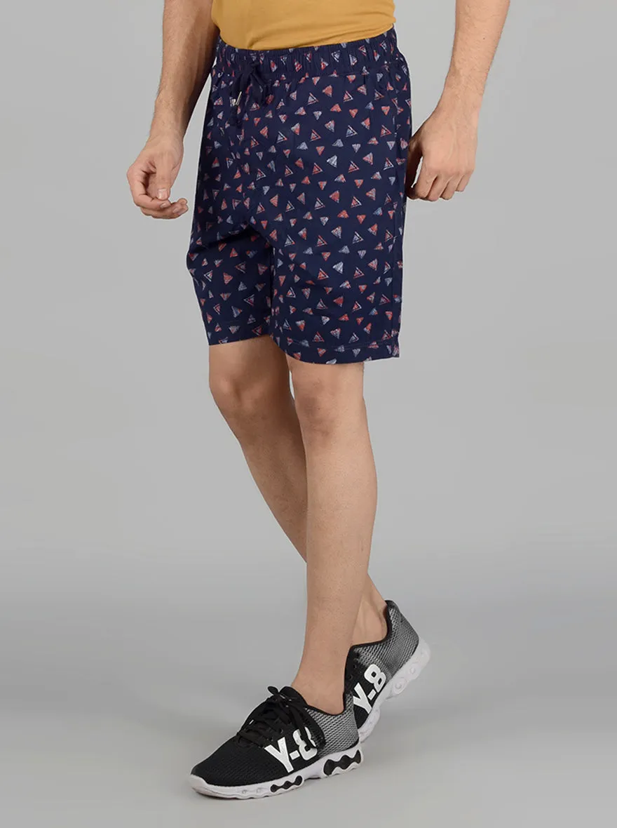 Navy Blue Printed Regular Fit Boxer Shorts | JadeBlue