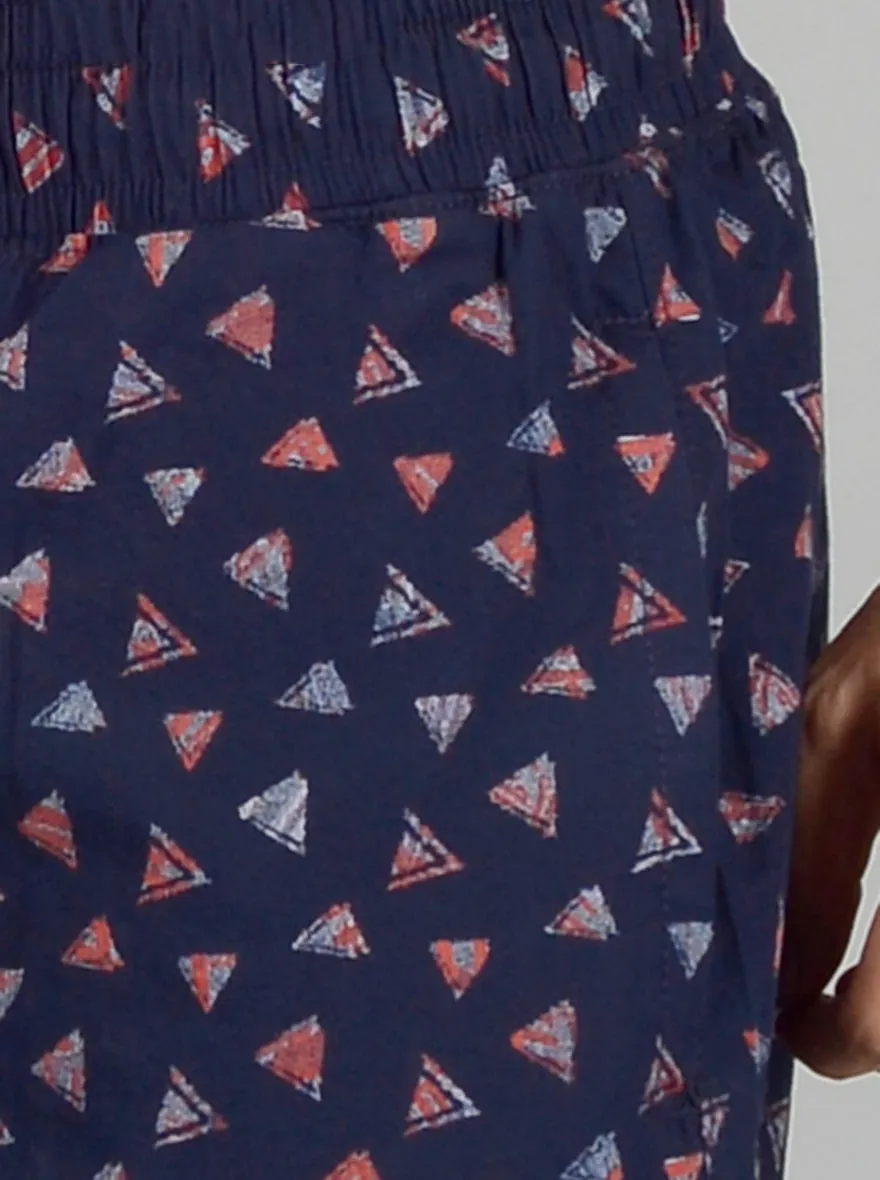 Navy Blue Printed Regular Fit Boxer Shorts | JadeBlue