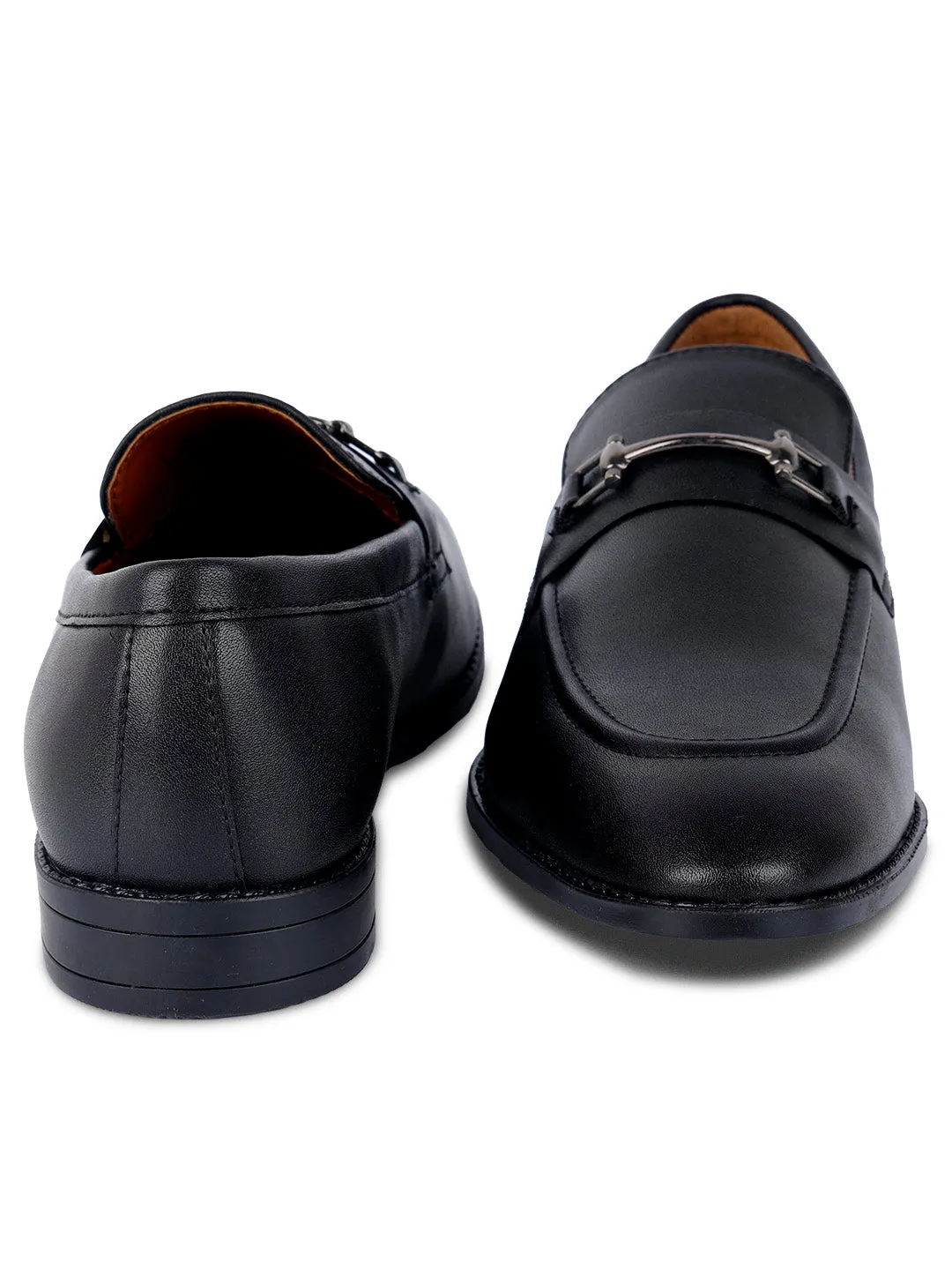 Obsidian Black Shoes Slipon Style Comfortable Moccasins with Buckle
