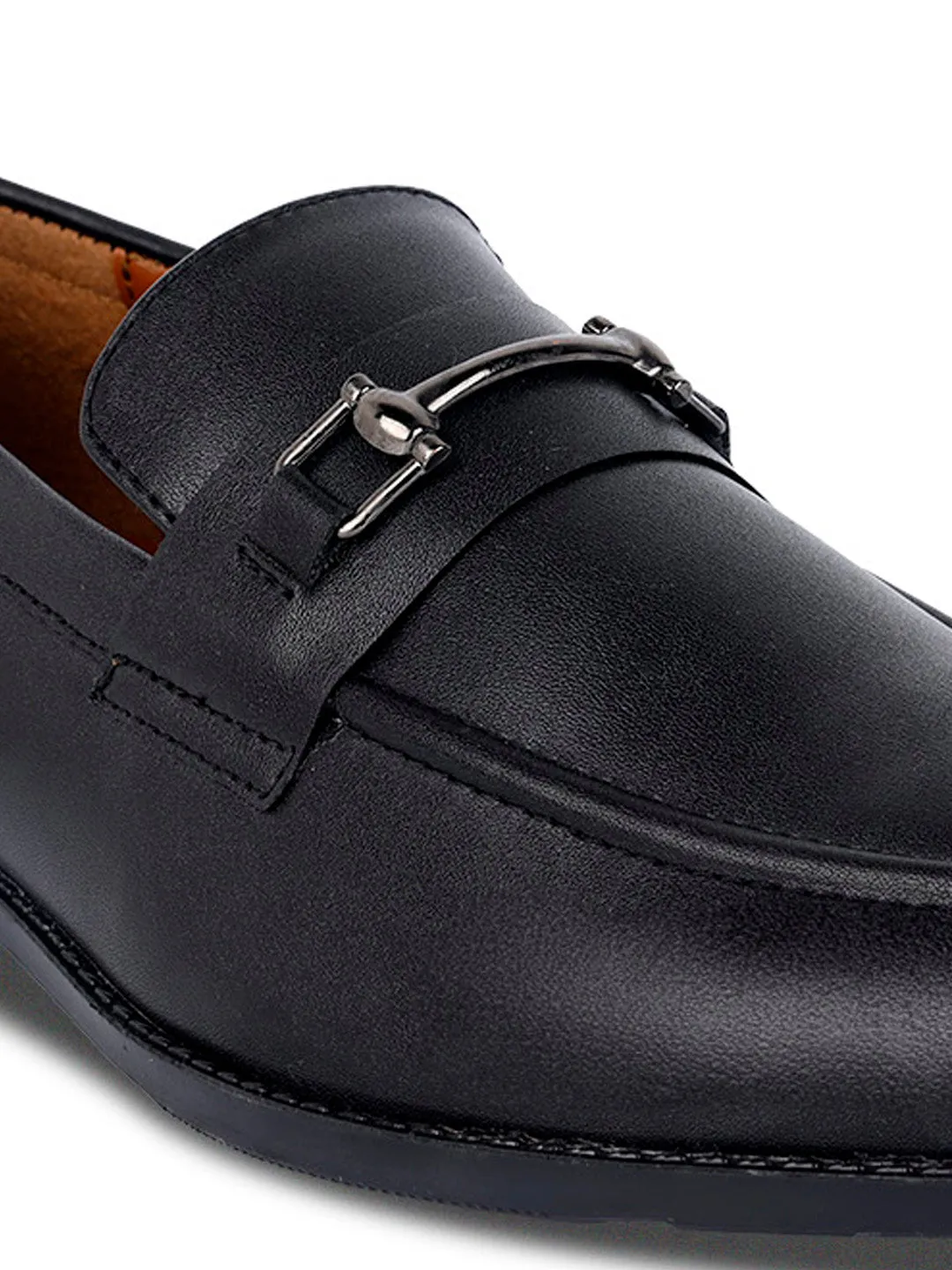 Obsidian Black Shoes Slipon Style Comfortable Moccasins with Buckle
