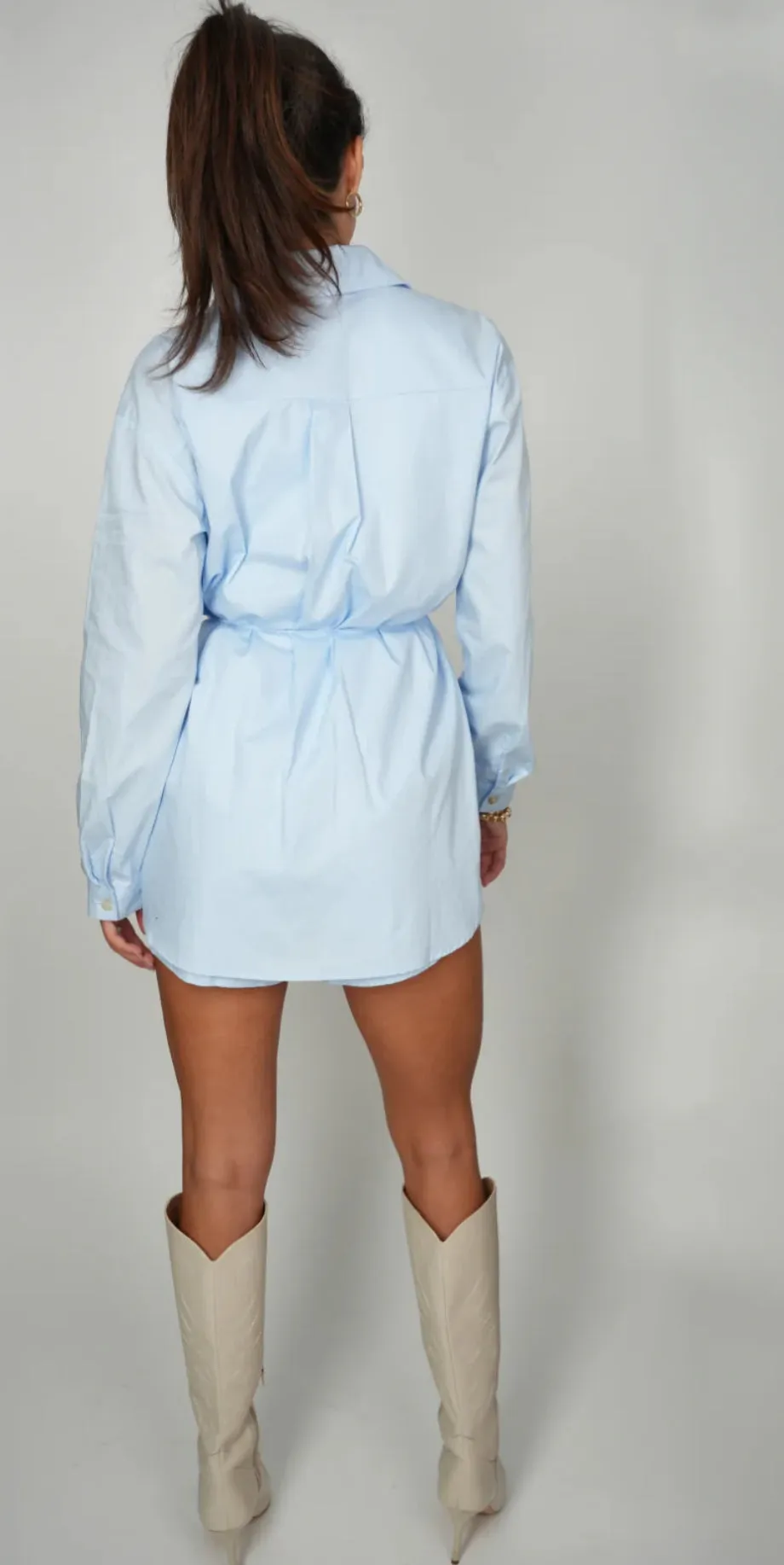 Quattro Blue Tie Waist Shirtdress / Romper