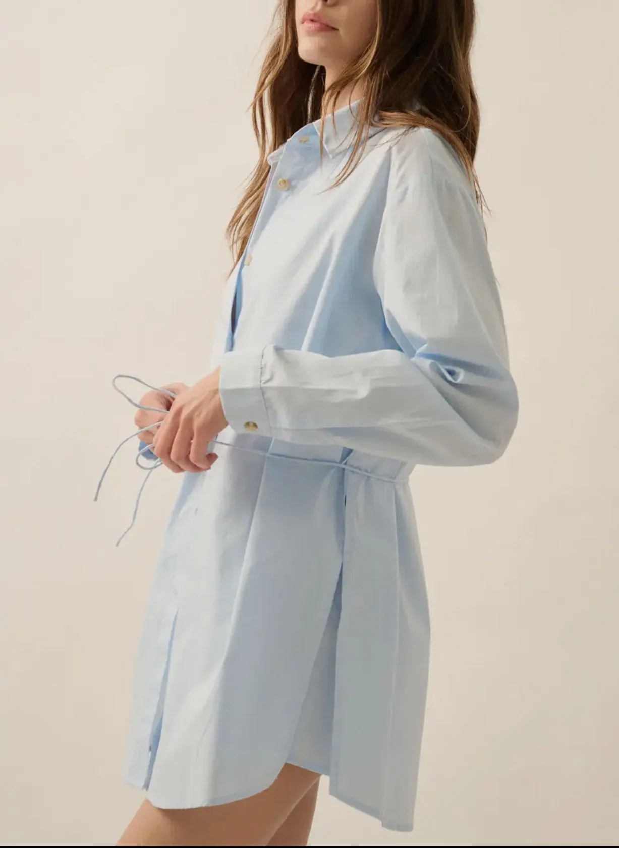 Quattro Blue Tie Waist Shirtdress / Romper