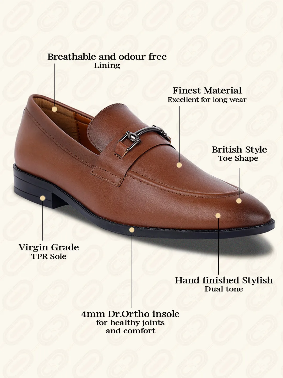 Russet Tan Shoes Slipon Style Comfortable Moccasins with Buckle